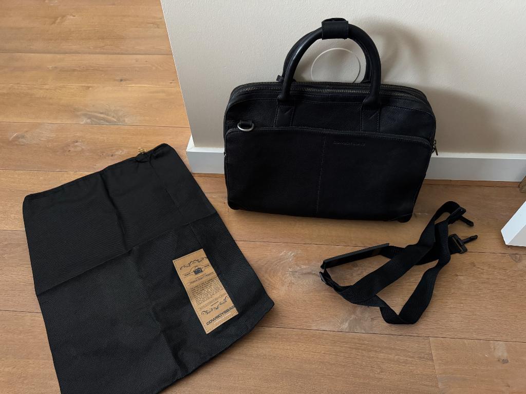 Supermooie leren aktetas, laptoptas, zwart leer. Cowboysbag., Computers en Software, Laptoptassen, 17 inch of meer, Ophalen of Verzenden