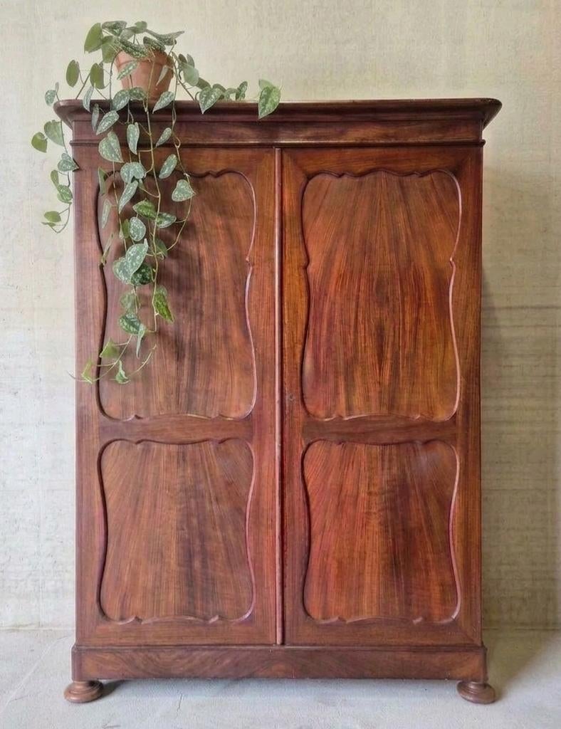 Antieke XL brocante Biedermeier meidenkast vintage hang kast, Antiek en Kunst, Ophalen of Verzenden