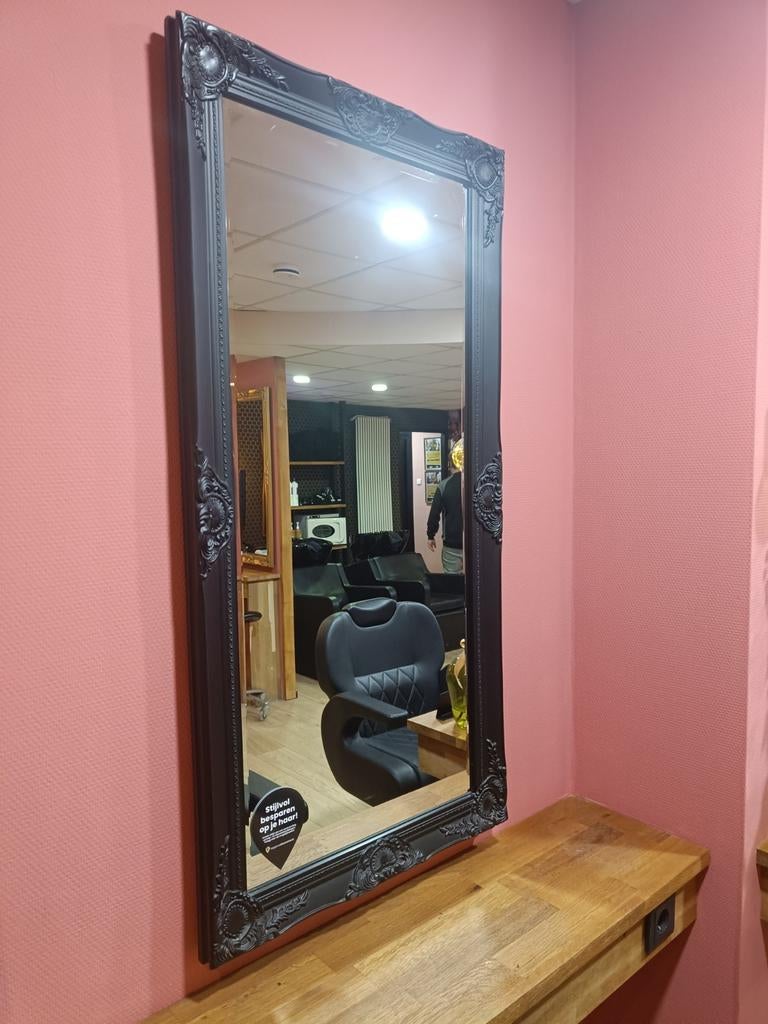 6 Barok Spiegels - Zwart - Perfect voor Salon of Huis, Huis en Inrichting, Gebruikt, 100 tot 150 cm, Ophalen of Verzenden, Rechthoekig