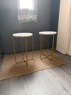2 leuke bijzettafeltjes met marmerenblad, Huis en Inrichting, 45 tot 60 cm, Minder dan 55 cm, Rond, Ophalen of Verzenden