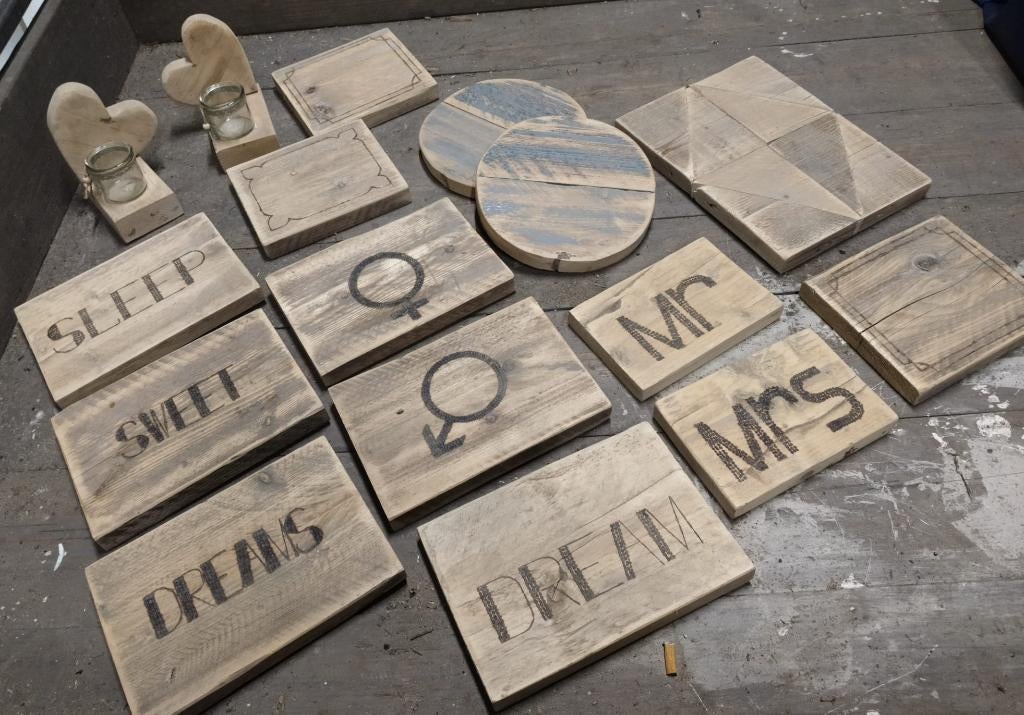 Houtbranden wandbord lade frontjes decoratieve plankjes, Hobby en Vrije tijd, Knutselen, Ophalen, Nieuw