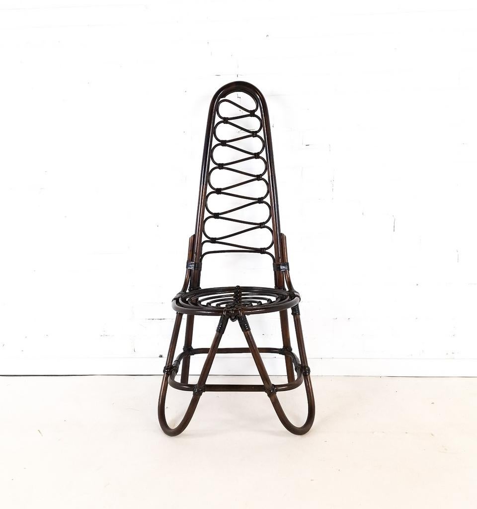 Vintage stoel bamboe/riet donkerbruin Rohe Noordwolde, Antiek en Kunst, Antiek | Meubels | Stoelen en Banken, Ophalen