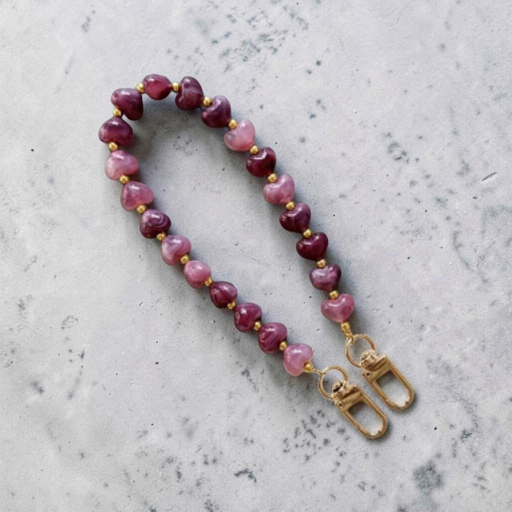 Stijlvol Telefoonkoord met Hartjes - Roze/Paars, Ophalen of Verzenden, Nieuw, Telefoonhanger of Accessoire, Overige merken