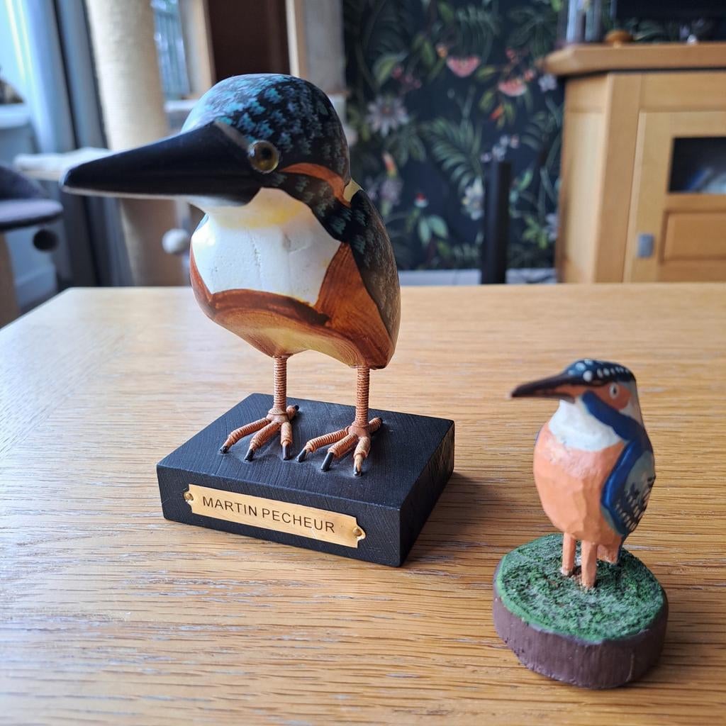 2 decoratieve houten ijsvogeltjes, Verzamelen, Beelden en Beeldjes, Ophalen of Verzenden, Dier