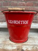 Groenten emmer rood emaille met gouden bies van BK, Antiek en Kunst, Ophalen of Verzenden