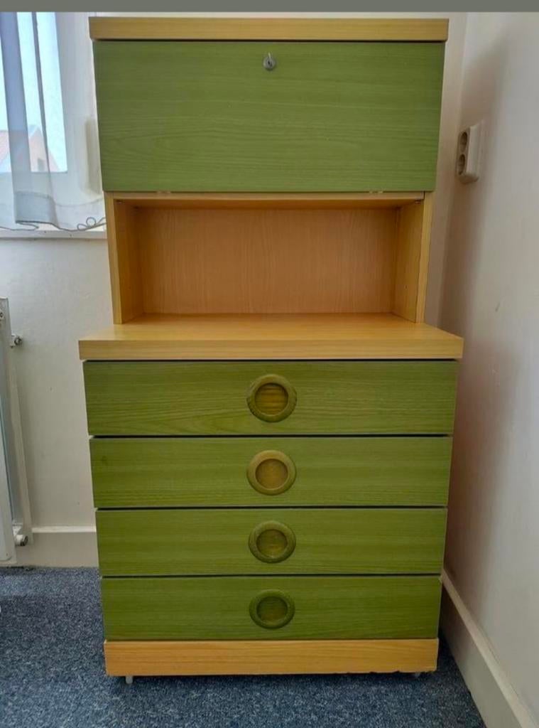 Jaren '60 Scandinavisch Space Age Bureau Secretaire Kast, Ophalen, Gebruikt, Scandinavisch, Space Age, Jaren '60