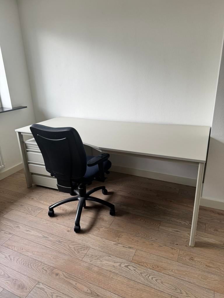 Bureau met ladeblok (en eventueel gratis bureaustoel), Ophalen, Gebruikt, 100 cm, Bureau-kast combinatie