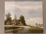 Schilderij: Landschap met boerderijen, Antiek en Kunst, Kunst | Schilderijen | Klassiek, Ophalen of Verzenden