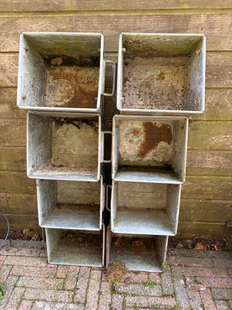 8 Gegalvaniseerd stalen bakjes - 25x23x20 cm, Ophalen, Gebruikt, Minder dan 30 cm, Minder dan 60 cm