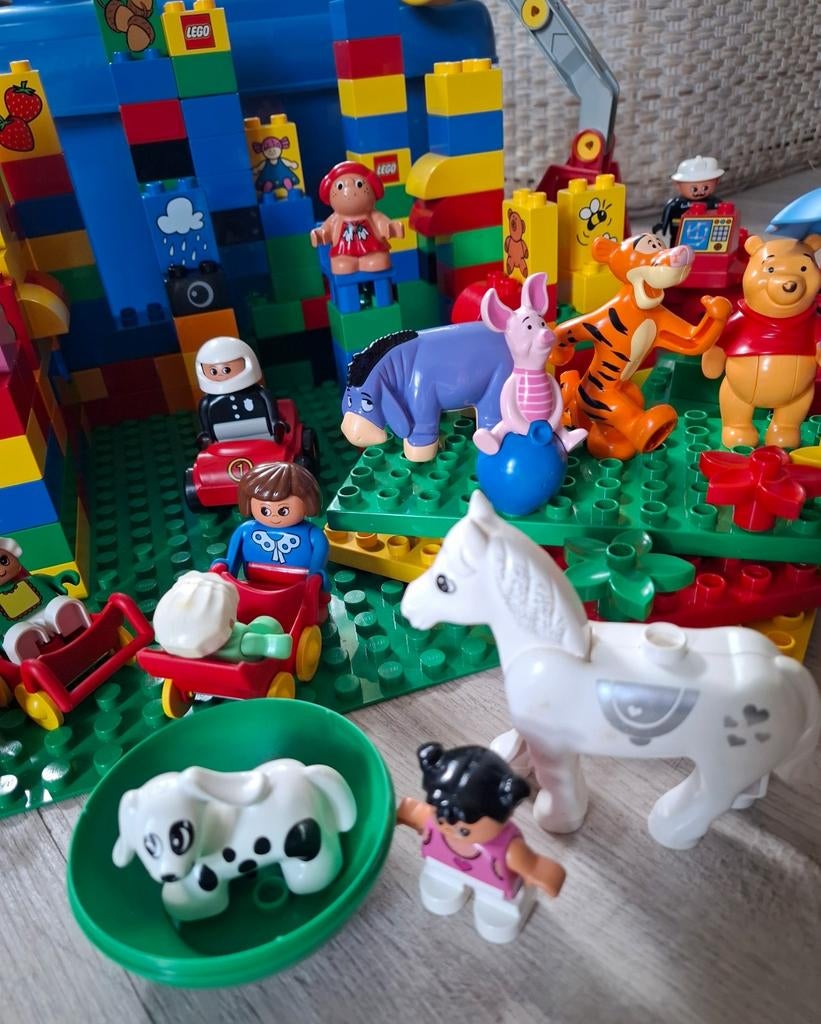 Vintage Lego Duplo inclusief opbergbox en bouwplaten, Ophalen, Zo goed als nieuw, Duplo, Meerdere sets