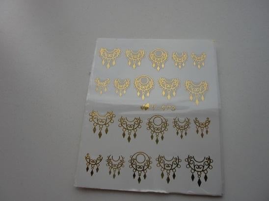 Velletje nagel water decals stickers Y-073 figuren goud, Verzenden, Nieuw, Handen en Nagels, Goud