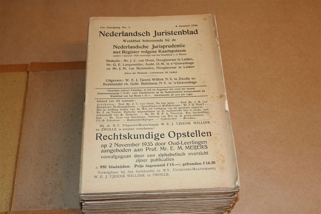 Nederlandsch Juristenblad [1936] — Jaargang 11 — Zeldzaam, Ophalen of Verzenden, Gelezen