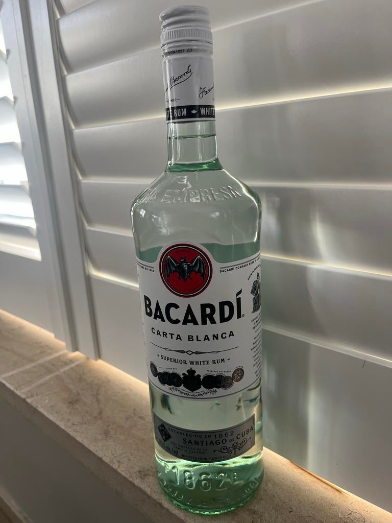 Ongeopende 1 liter Bacardi Carta Blanca fles, Ophalen, Nieuw