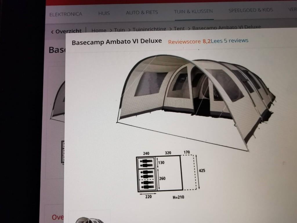 Tunneltent 6 pers., Ophalen, Gebruikt, Tot en met 6