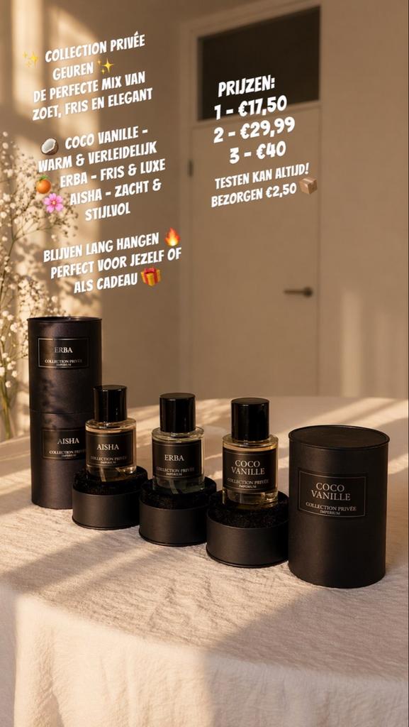 Collection Privée Parfums: Coco Vanille, Erba, Aisha, Ophalen of Verzenden, Nieuw
