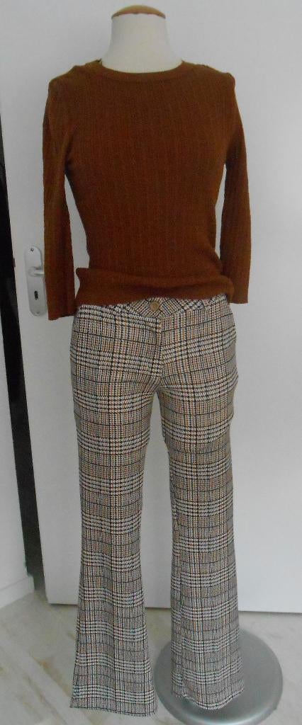 2-delige set broek met top bruin/zwart mt S, Bruin, Ophalen of Verzenden, Zo goed als nieuw, Maat 36 (S)