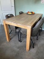 Eiken eettafel + 4 MX SOFA armstoelen, Ophalen, Gebruikt, Eikenhout, 50 tot 100 cm