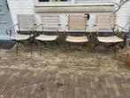 4x Tuinstoelen gietijzer en teak, Tuin en Terras, Ophalen, Gebruikt, Teakhout