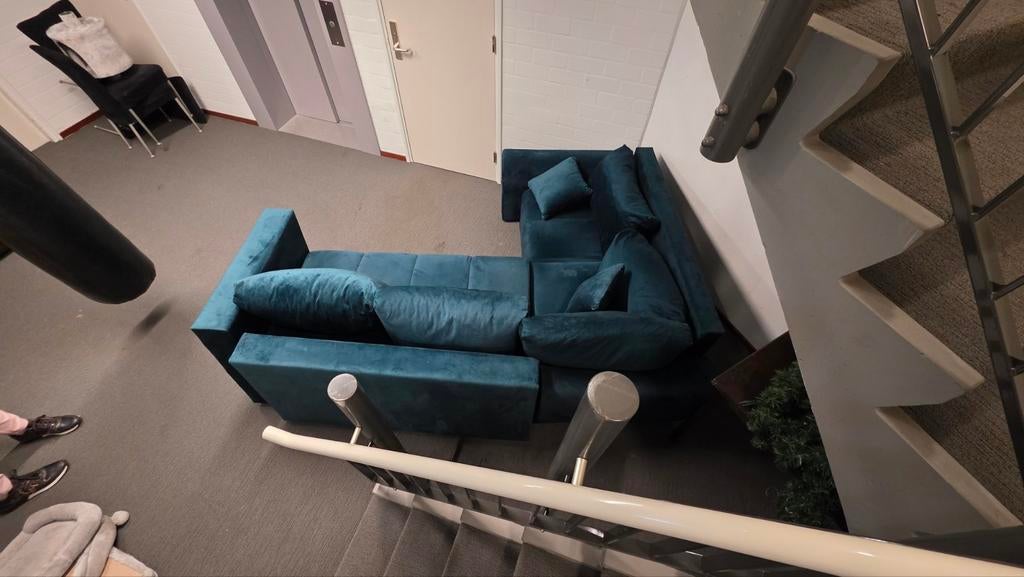 Bankstel met opbergruimte, Huis en Inrichting, Banken | Bankstellen, Ophalen of Verzenden, Gebruikt, Vierpersoons of meer, Stof