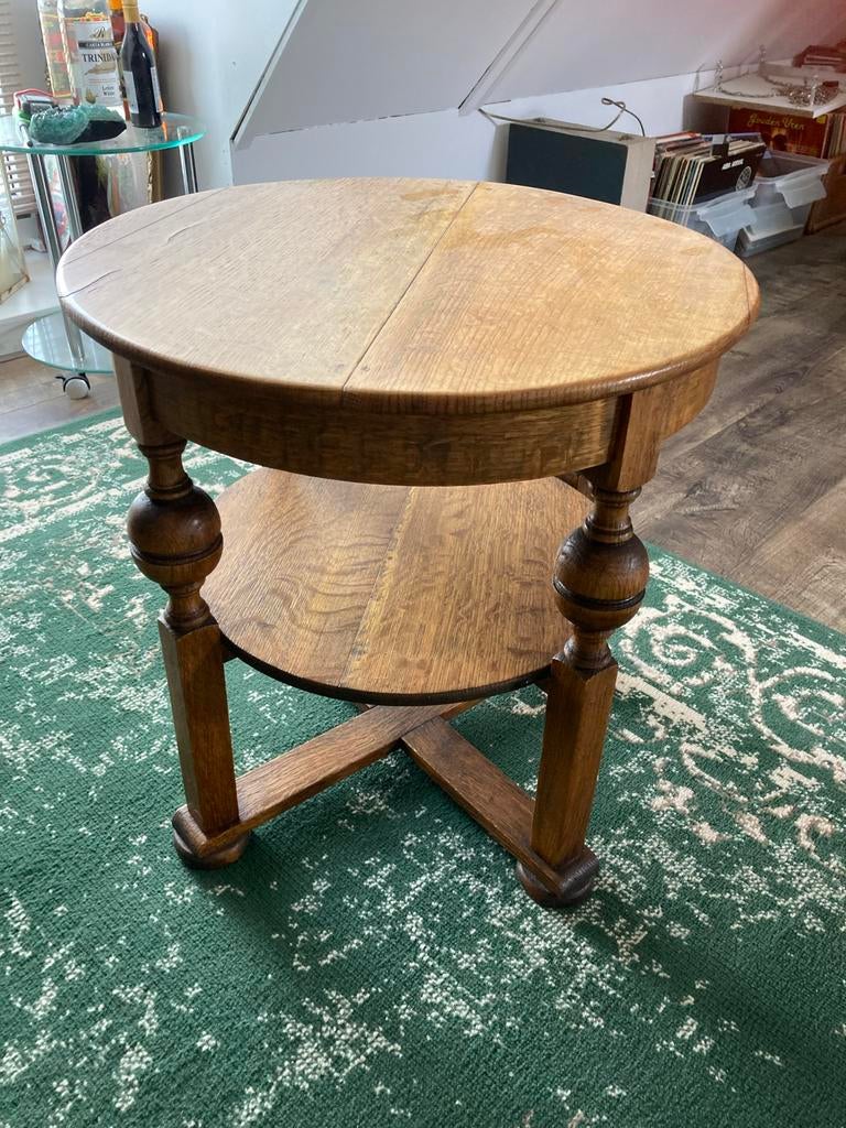 Massief eikenhouten rooktafel/bijzettafel jaren 50, Ophalen