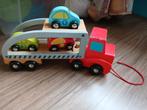 Autotransporter hout, Joueco, Kinderen en Baby's, Speelgoed | Houten speelgoed, Ophalen, Gebruikt, Duw- of Trekspeelgoed