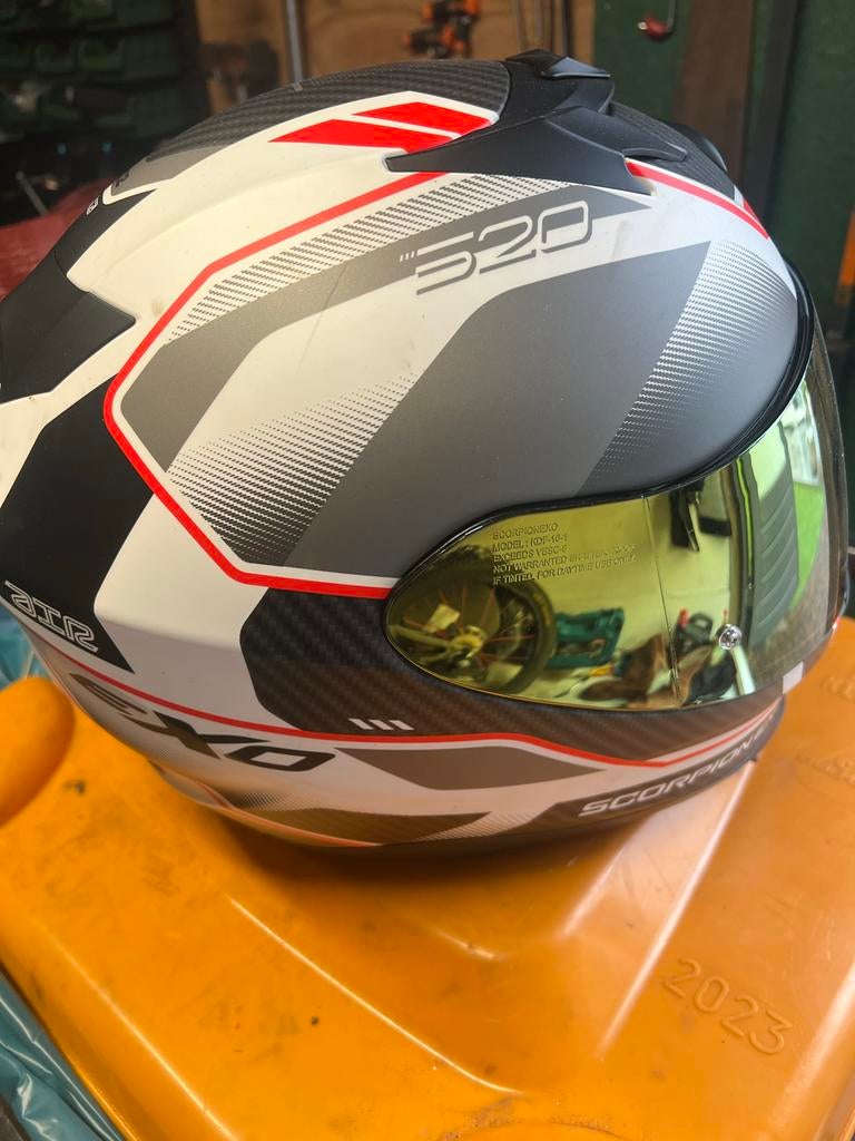 Scorpion EXO helm maat M met goud en helder vizier, Overige merken, M, Heren, Ophalen of Verzenden