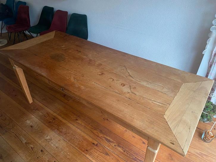 Teak eettafel - 2.15 x 0.85, Huis en Inrichting, Tafels | Eettafels, Gebruikt, 100 tot 150 cm, 150 tot 200 cm, Vier personen, Rechthoekig