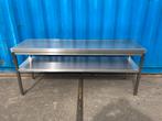 RVS smalle werktafel 200/60 + RVS onderschap / rvs sidetable, Ophalen, 200 cm of meer, Zo goed als nieuw, Metaal