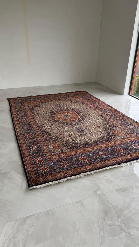 Perzisch tapijt handgeknoopt 278x195 cm, Huis en Inrichting, Ophalen, Gebruikt, Blauw, 150 tot 200 cm