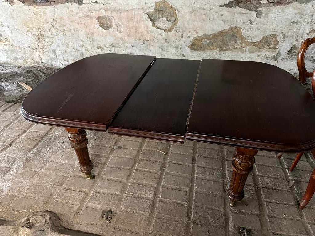 Mahonie Engelse eettafel met 5 bijpassende stoelen, Ophalen