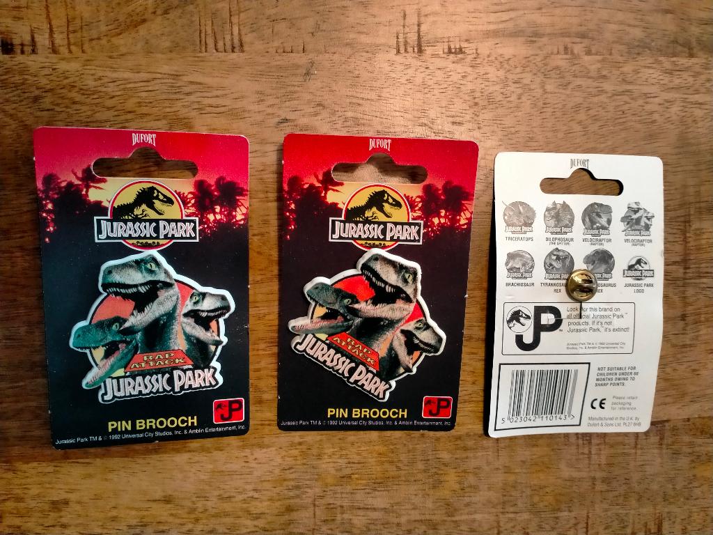 Jurassic Park JP Rap Attack film pin Raptors 1992 RARE, Verzamelen, Ophalen of Verzenden, Zo goed als nieuw