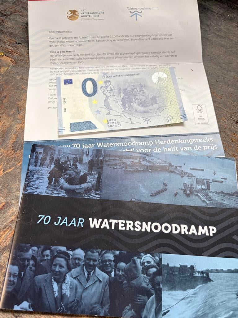 Watersnoodramp 0 euro biljet, Ophalen of Verzenden, Overige landen, Los biljet
