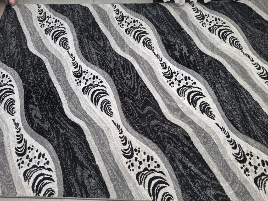 Modern zwart-wit vloerkleed 230 x 160, Gebruikt, 100 tot 150 cm, Modern, Abstract, Grafisch, Ophalen of Verzenden