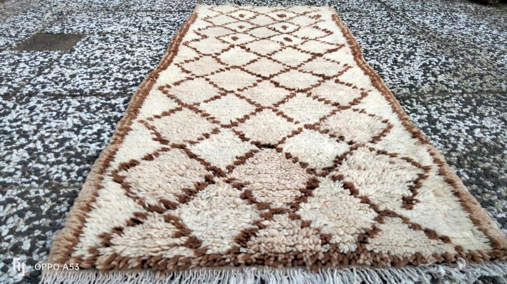 Handgeknoopt Berber kleed wol 169x69cm, 150 tot 200 cm, 200 cm of meer, Ophalen of Verzenden, Zo goed als nieuw