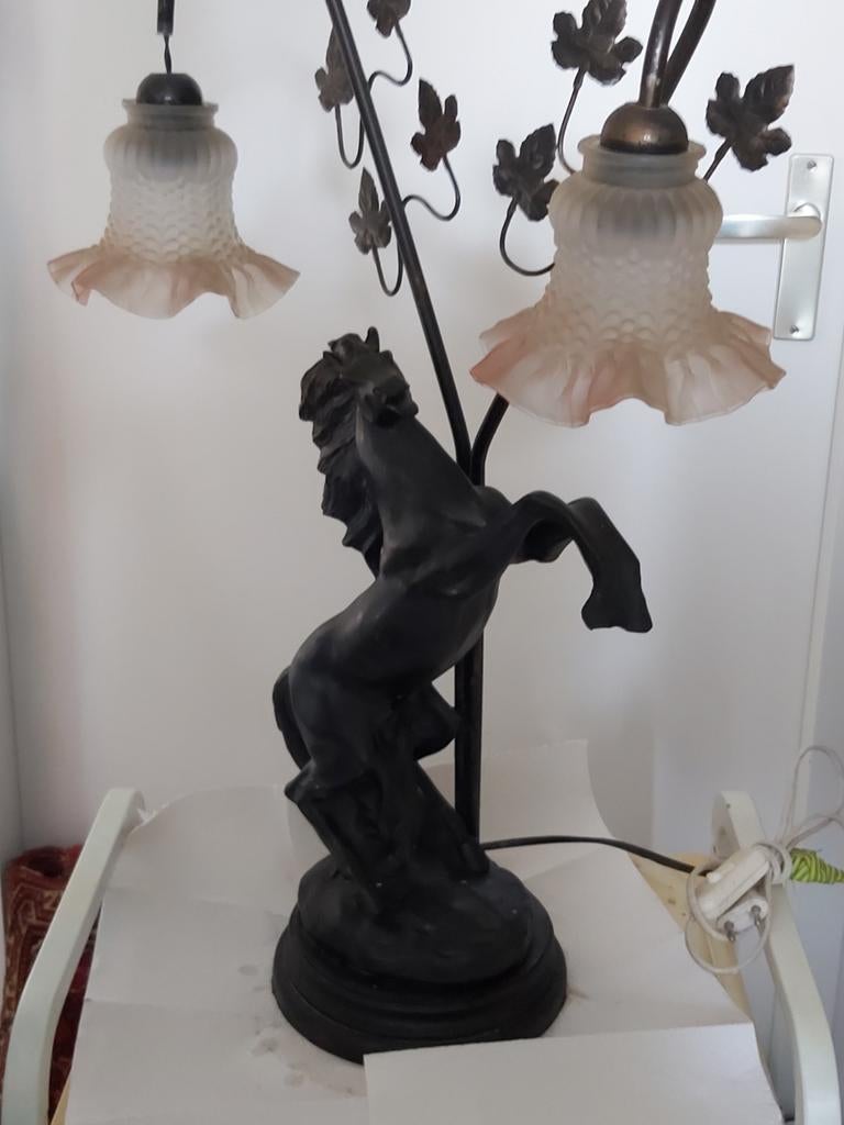 Antieke lamp met paard, Ophalen
