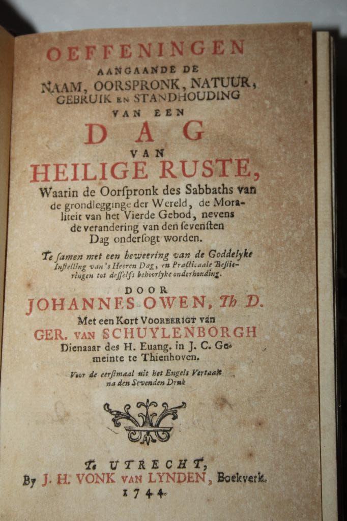 John Owen - Over de Sabbat (1744), Antiek en Kunst, Ophalen of Verzenden