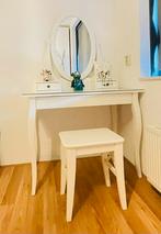 Ikea Hemnes toilettafel met spiegel inclusief krukje., Ophalen of Verzenden, Zo goed als nieuw, 50 tot 100 cm, Minder dan 100 cm