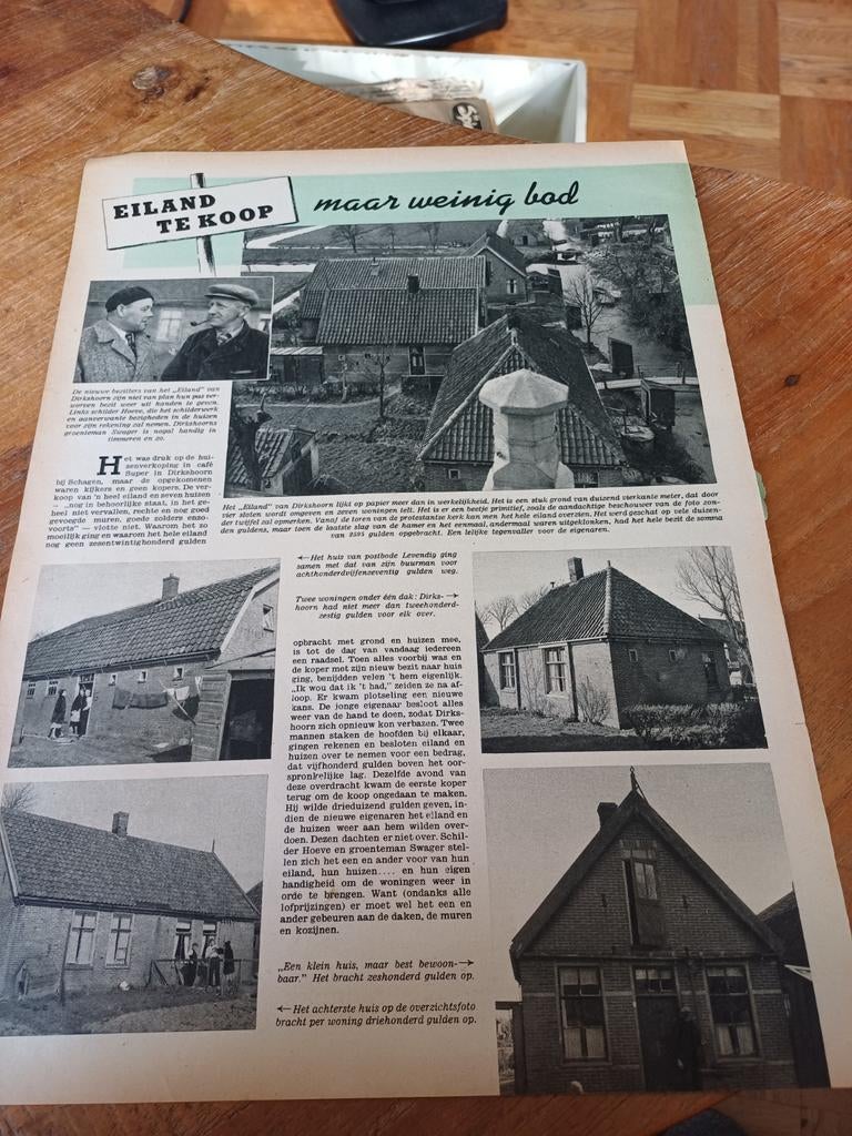 Artikel over eiland van Dirkshoorn te koop 1951, Verzamelen, Ophalen of Verzenden, 1940 tot 1960