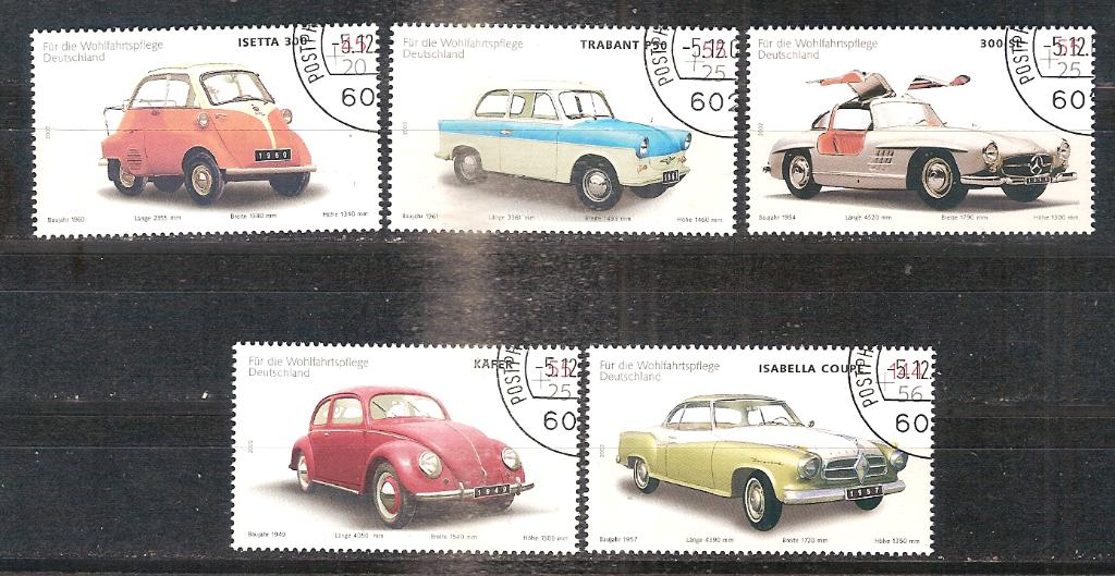 Auto BRD 2289-2293, Ophalen of Verzenden, Gestempeld, Auto's