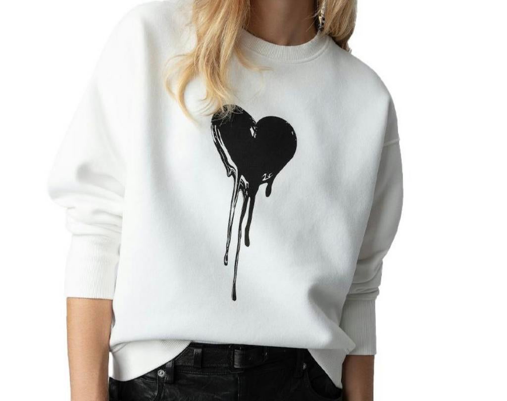 ZADIG & VOLTAIRE  Oscar Heart Sweatshirt maat S, Kleding | Dames, Ophalen of Verzenden, Zo goed als nieuw, Maat 36 (S), Wit