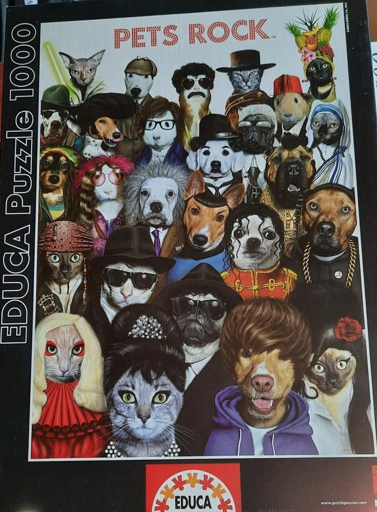 Educa puzzel 1000 pets rock, Ophalen of Verzenden, 500 t/m 1500 stukjes, Zo goed als nieuw