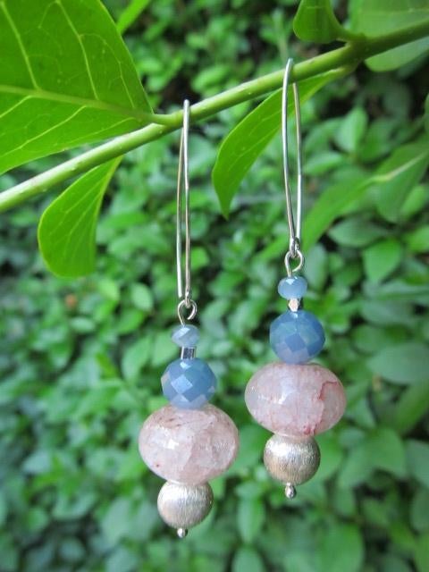 Oorbellen Sarina bergkristal-kristalglas facet-kraal zilver, Ophalen, Nieuw