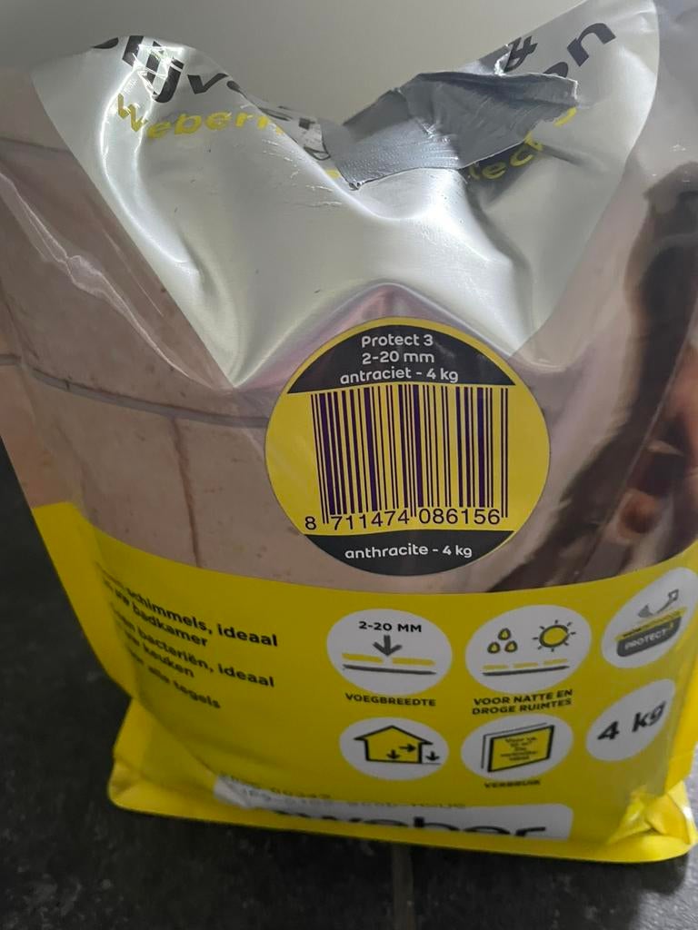 Weber voegmiddel 4 kg, Ophalen, Minder dan 20 cm, 10 m² of meer, Overige materialen