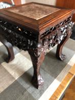 Antieke Chinese bijzettafel met marmeren blad, Ophalen of Verzenden