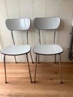 Vintage formica stoelen keukenstoelen, Huis en Inrichting, Stoelen, Ophalen, Gebruikt, Grijs, Twee