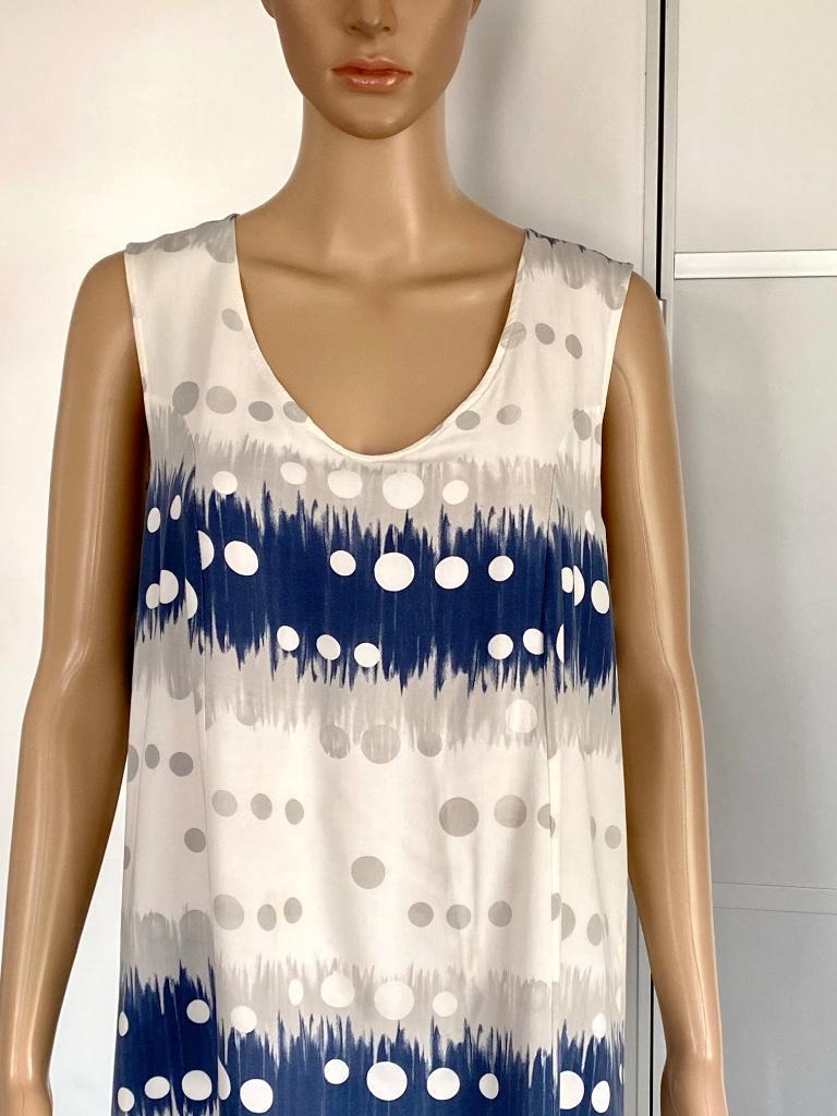 J438 La Fee Maraboutee maat 42=L jurk jurkje blauw/wit/grijs, La Fee Maraboutee, Blauw, Maat 42/44 (L), Ophalen of Verzenden