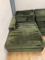 Mooie luxe groene suede velvoet velours hoekbank- GEREINIGD!, Ophalen, 250 tot 300 cm, Luxe, Hoekbank