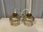 Set vintage glazen hanglampen, Ophalen of Verzenden