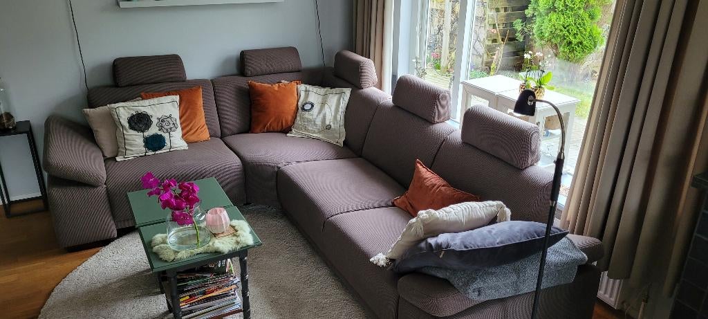 Hoekbank kleur taupe 220x290cm, Huis en Inrichting, Banken | Bankstellen, Ophalen, 250 tot 300 cm, Gebruikt, Neutraal