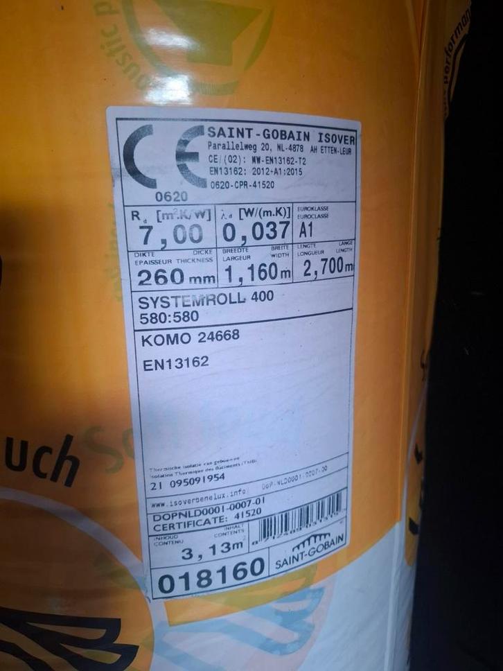 Isolatie, Doe-het-zelf en Verbouw, Isolatie en Afdichting, Zo goed als nieuw, Vloerisolatie, Glaswol, 12 cm of meer, 15 m² of meer